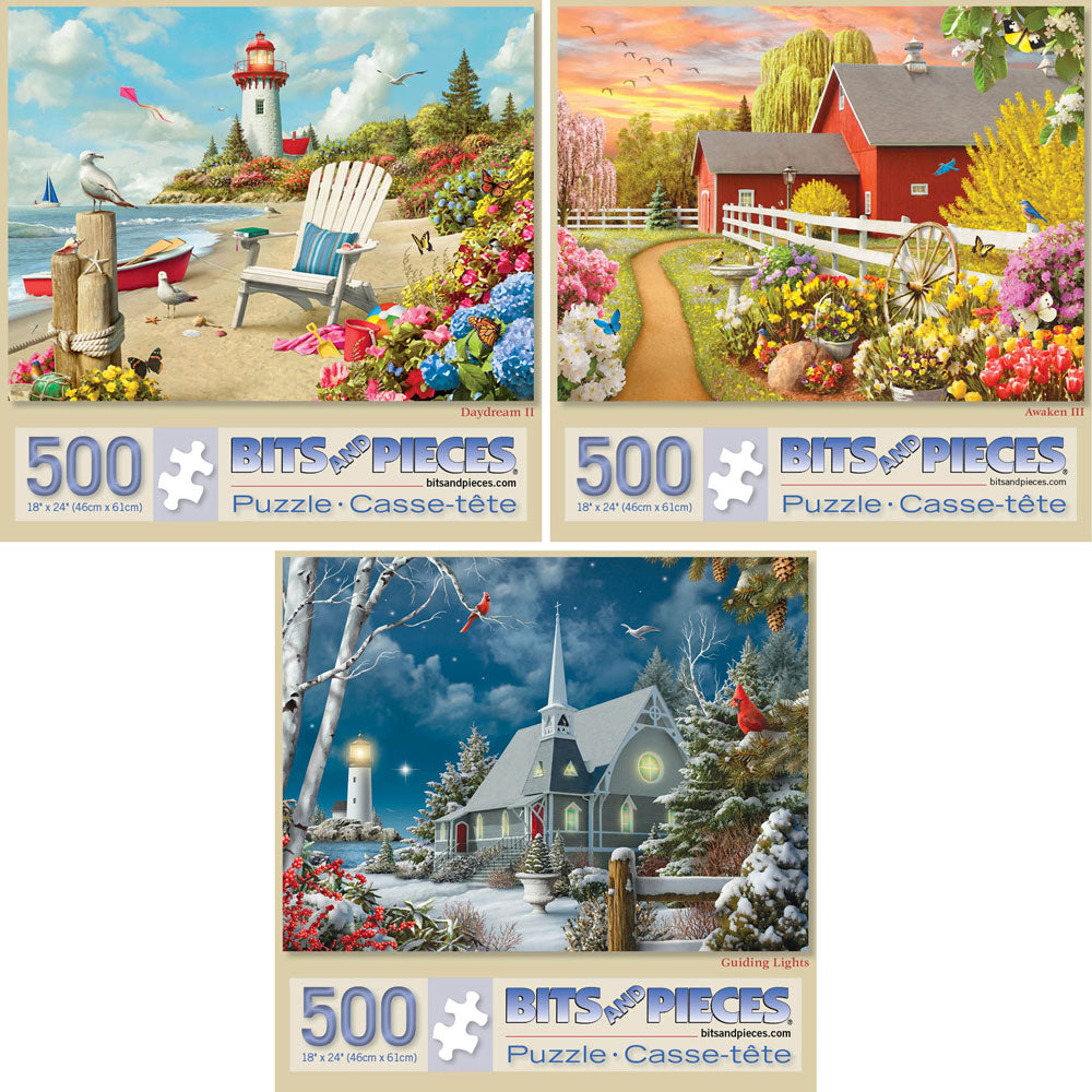 Set of 3: Alan Giana 500 Piece Jigsaw Puzzles