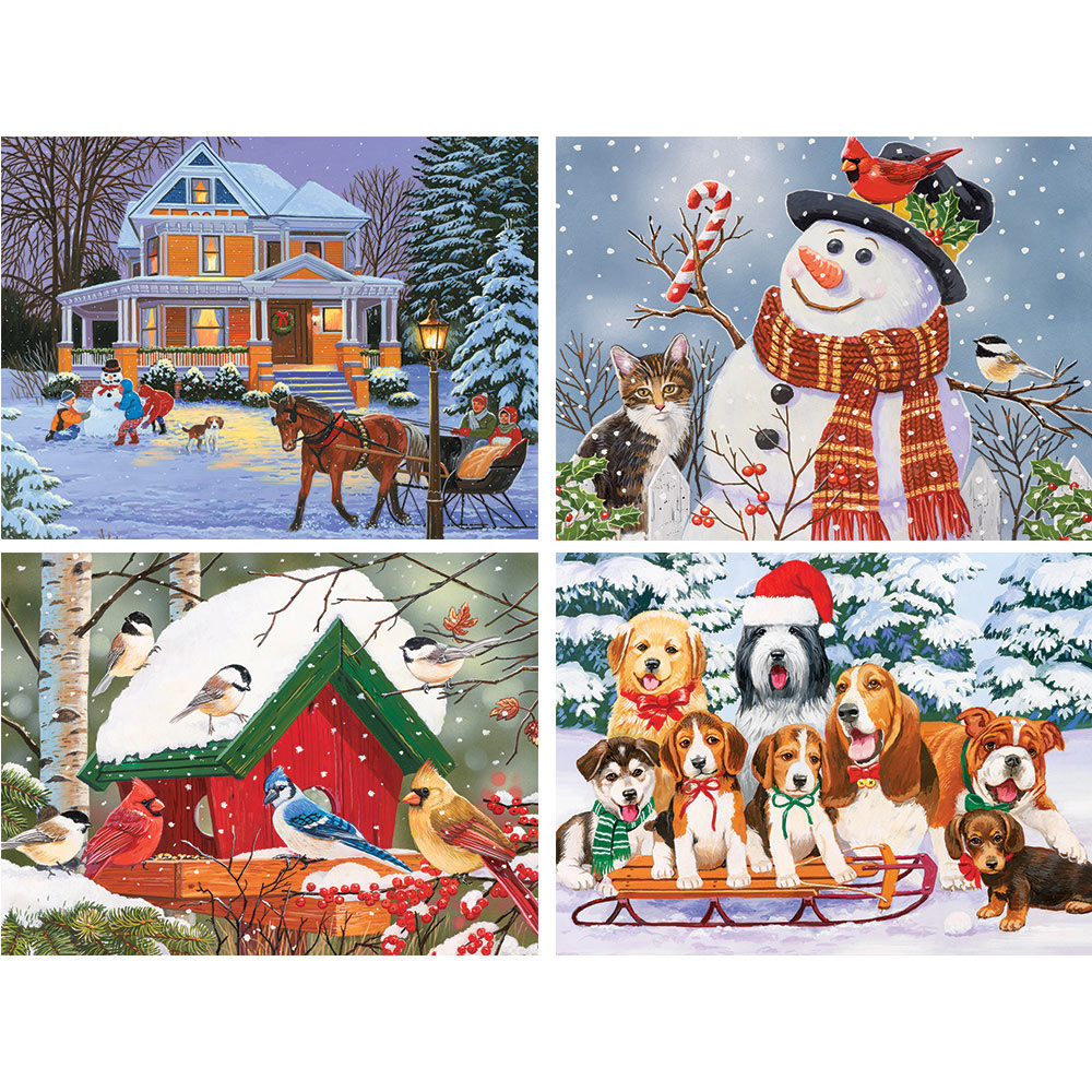 Set of 4: William Vanderdasson Christmas 500 Piece Jigsaw Puzzles