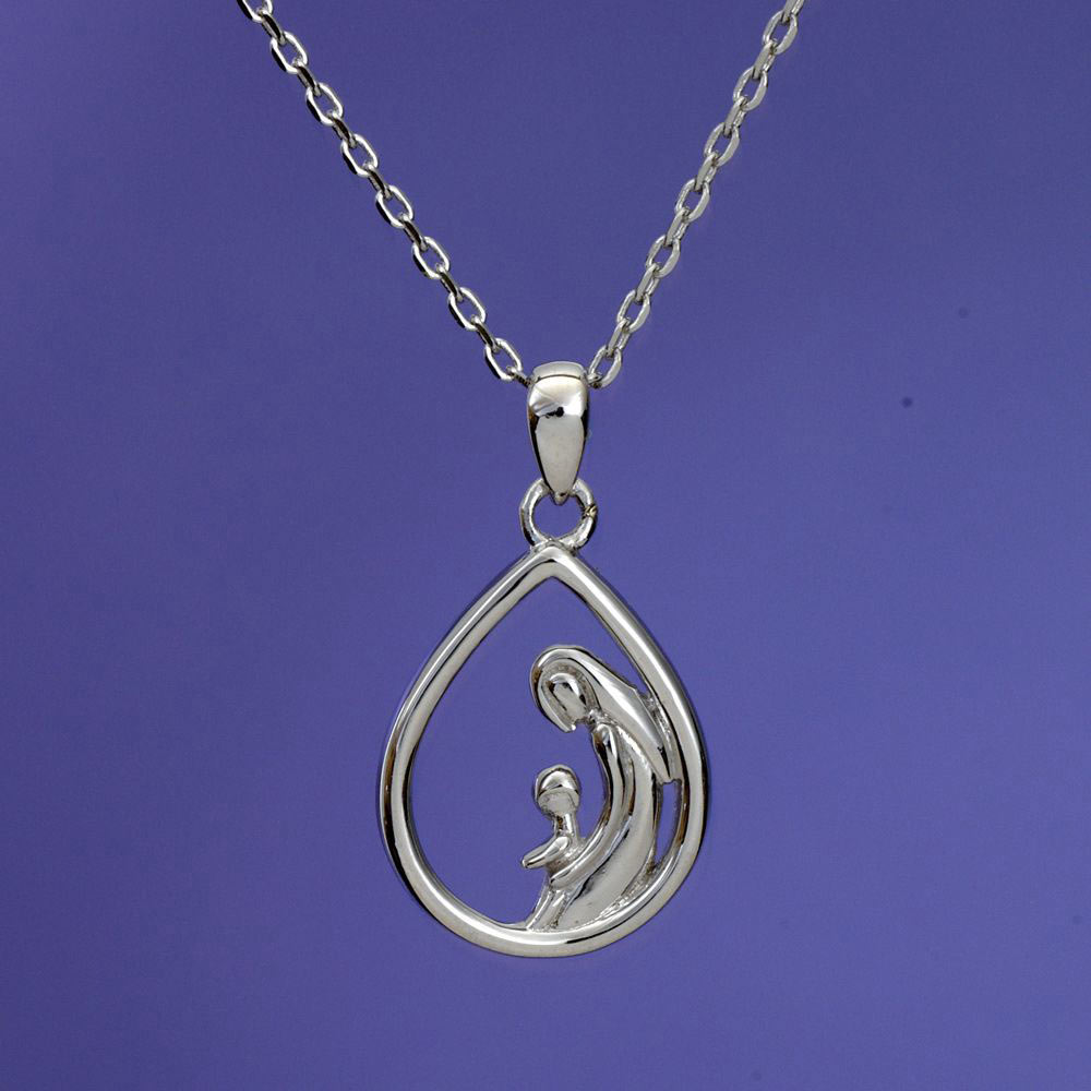 Mother &amp; Child Sterling Pendant Necklace
