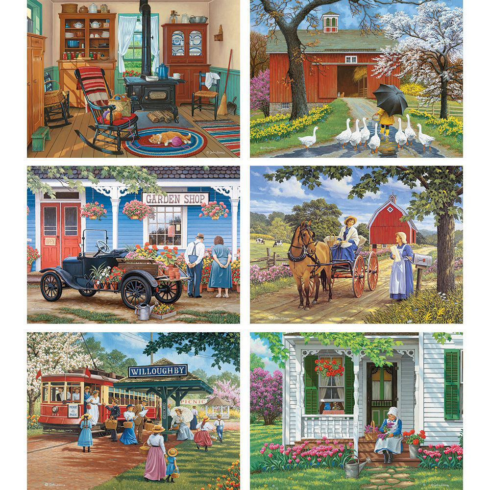 Set of 6: John Sloane 300 Large Piece Jigsaw Puzzles