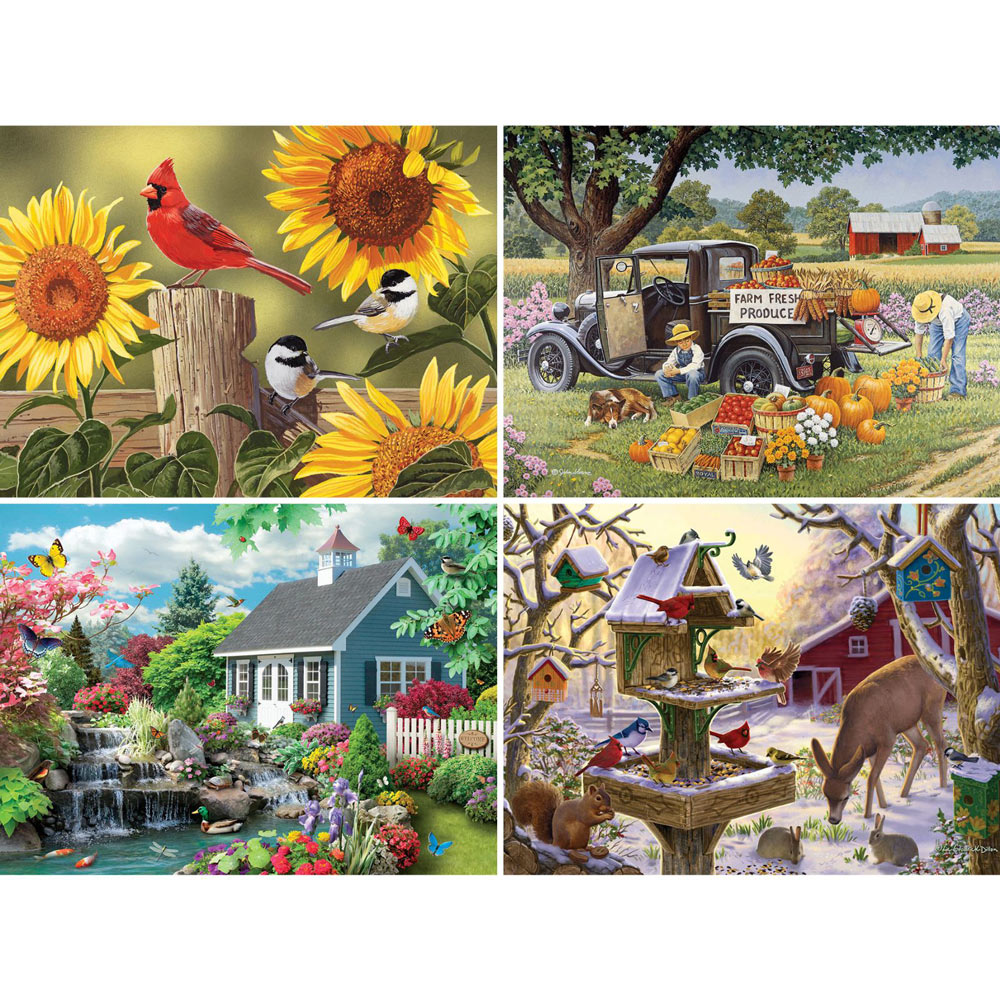 Set of 4: Adult 200 Large Piece Jigsaw Puzzles