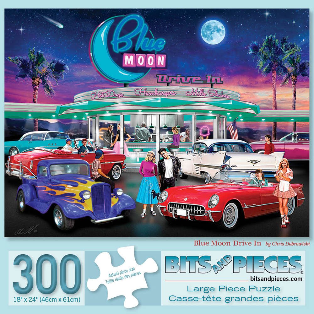 Blue Moon Drive In 300 Large Piece Jigsaw Puzzle