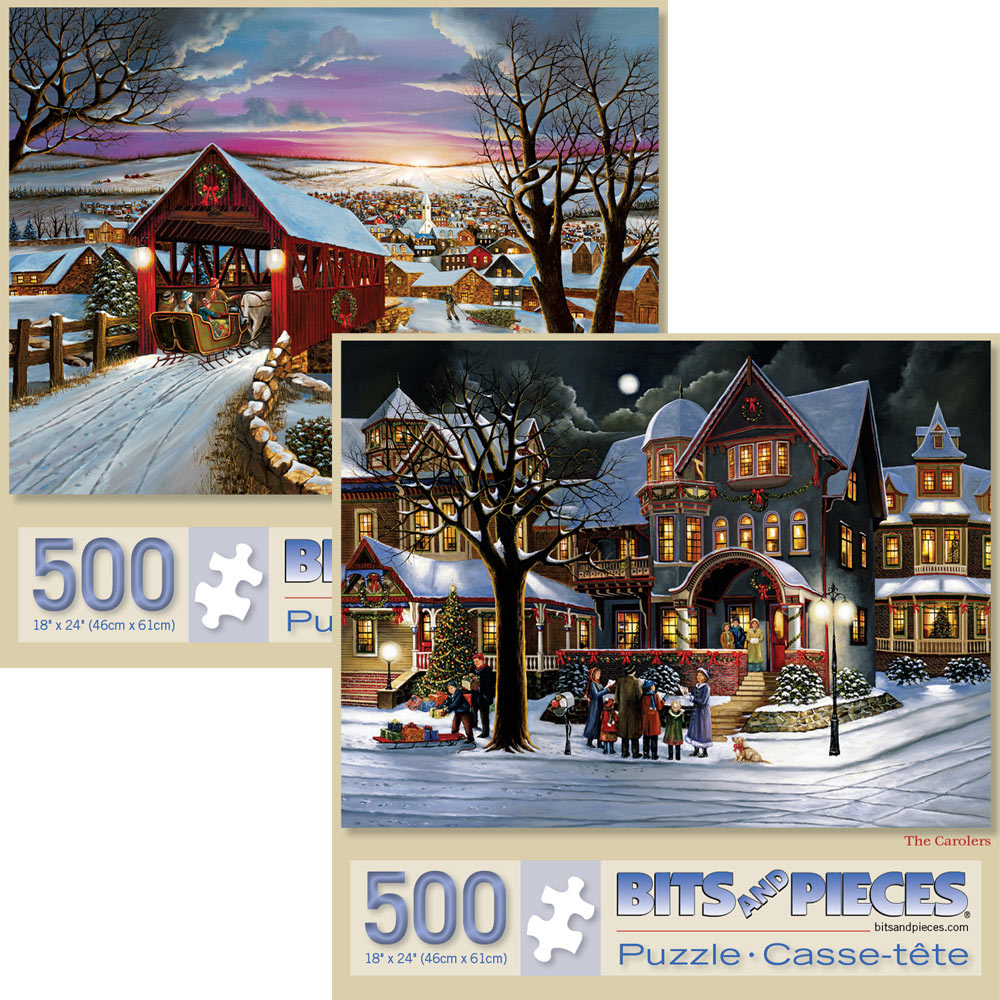 Set of 2:  Hargrove Christmas Joy 500 Piece Jigsaw Puzzles