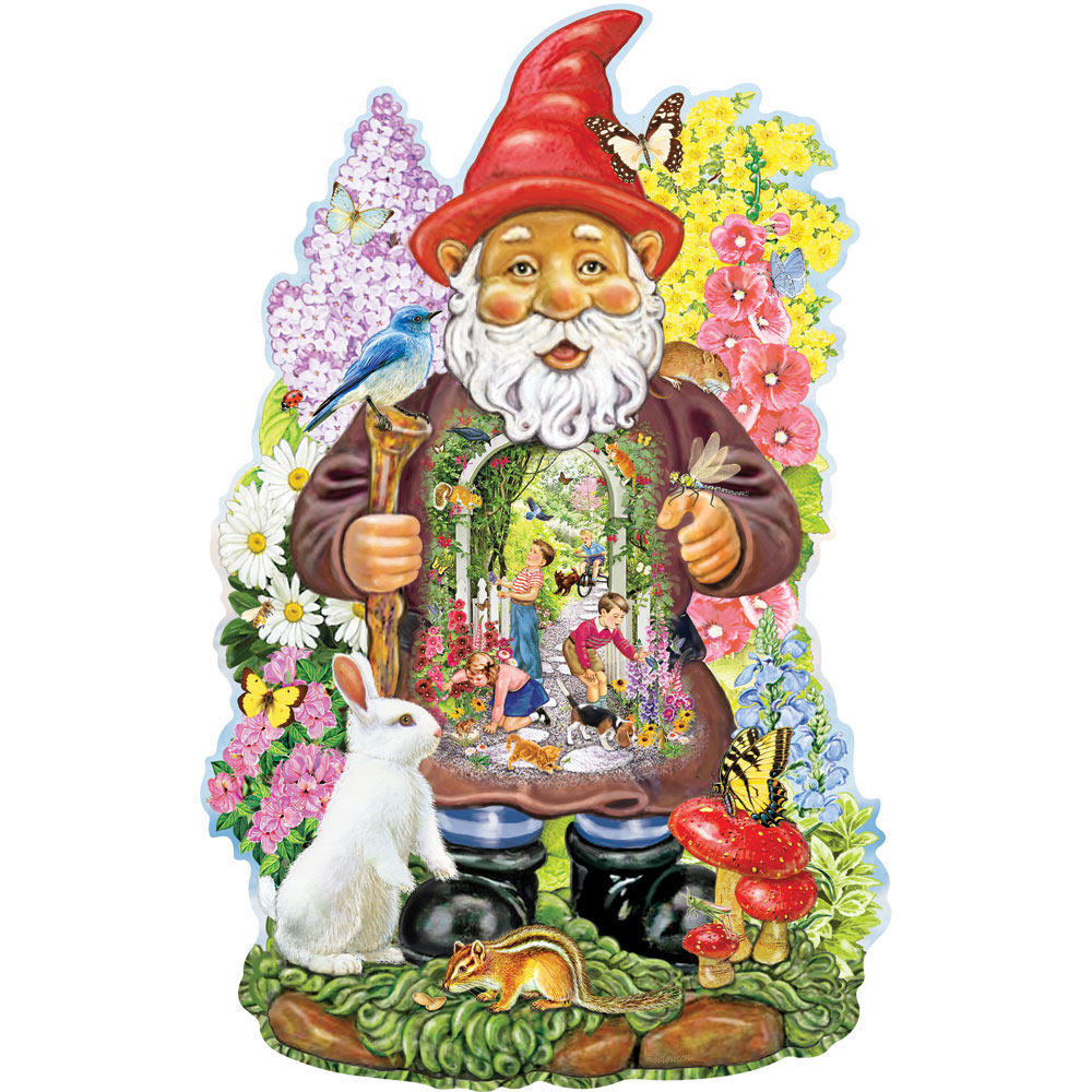 Inside Gnome Garden 300 Large Piece Shaped Jigsaw Puzzle