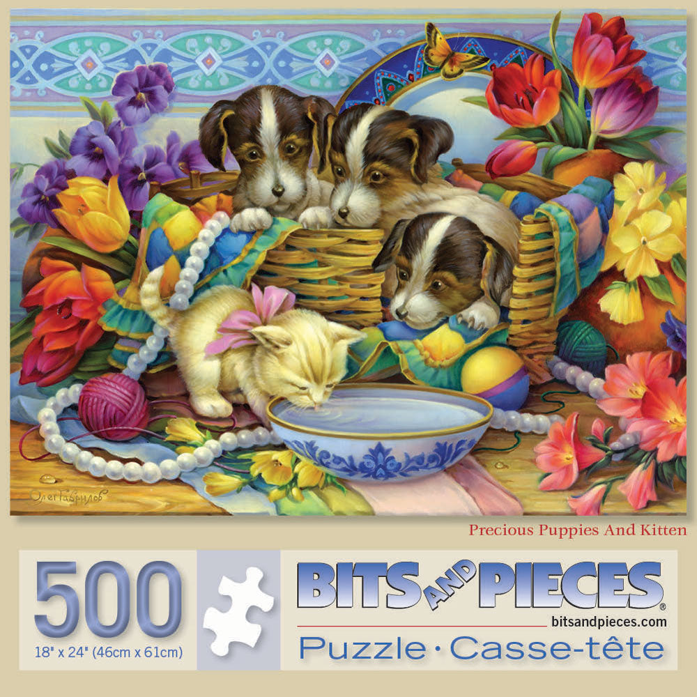 Precious Puppies And Kittens 500 Piece Jigsaw Puzzle