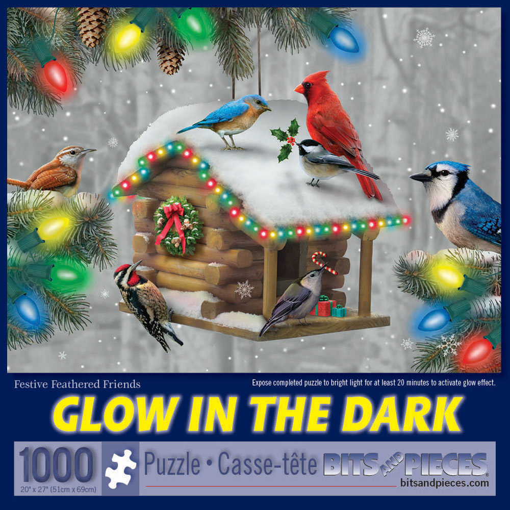 Festive Feathered Friends Glow-In-The-Dark 1000 Piece Jigsaw Puzzle