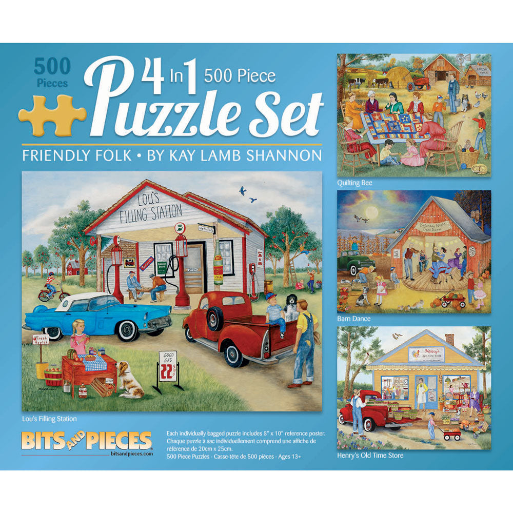 Friendly Folk 4-in-1 Multi-Pack 500 Piece Puzzle Set