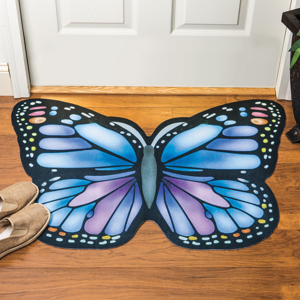 Blue Butterfly Floor Mat