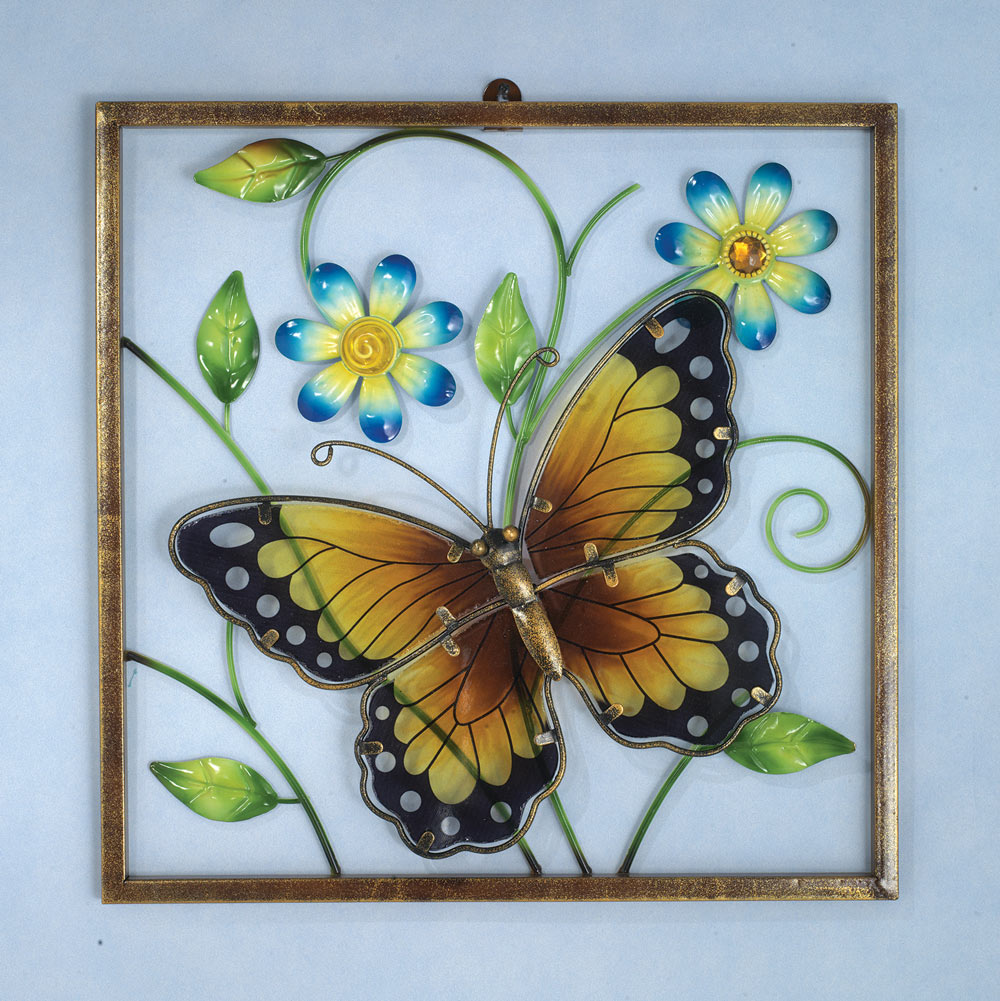Framed Butterfly Window Wall Decor