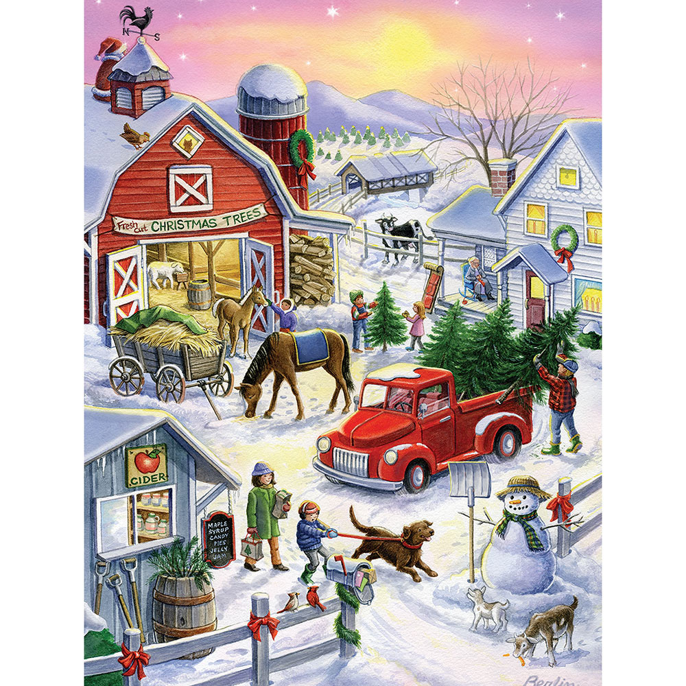 Christmas Tree Farm Fun 500 Piece Jigsaw Puzzle