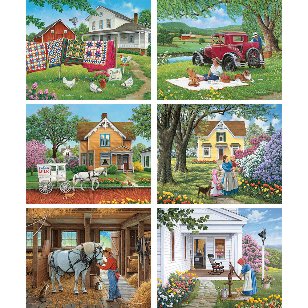 Set of 6: John Sloane 1000 Piece Jigsaw Puzzles