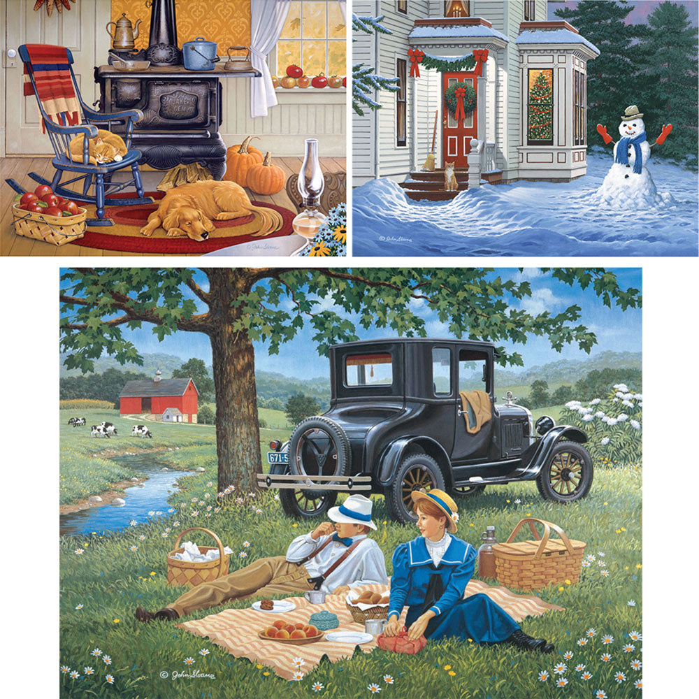 Set of 3: John Sloane 1000 Piece Jigsaw Puzzles