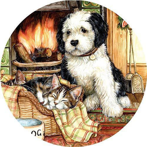 Resting By The Fire 300 Large Piece Round Jigsaw Puzzle