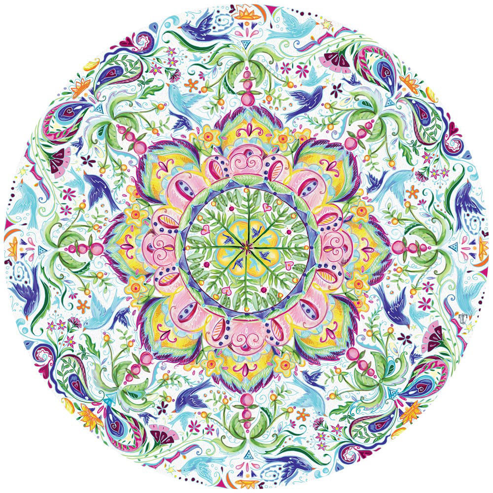 Blue Bird Kaleidoscope 500 Piece Round Jigsaw Puzzle