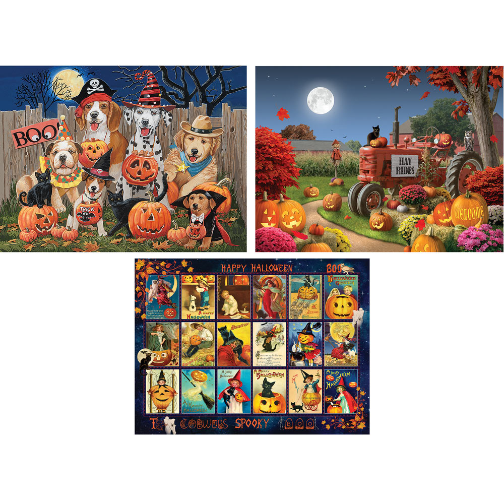 Set of 3: Halloween 300 Large Piece Jigsaw Puzzles