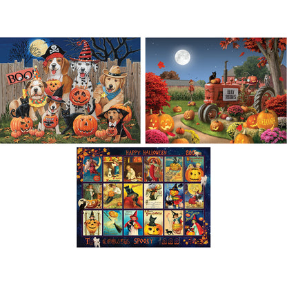 Set of 3: Halloween 500 Piece Jigsaw Puzzles