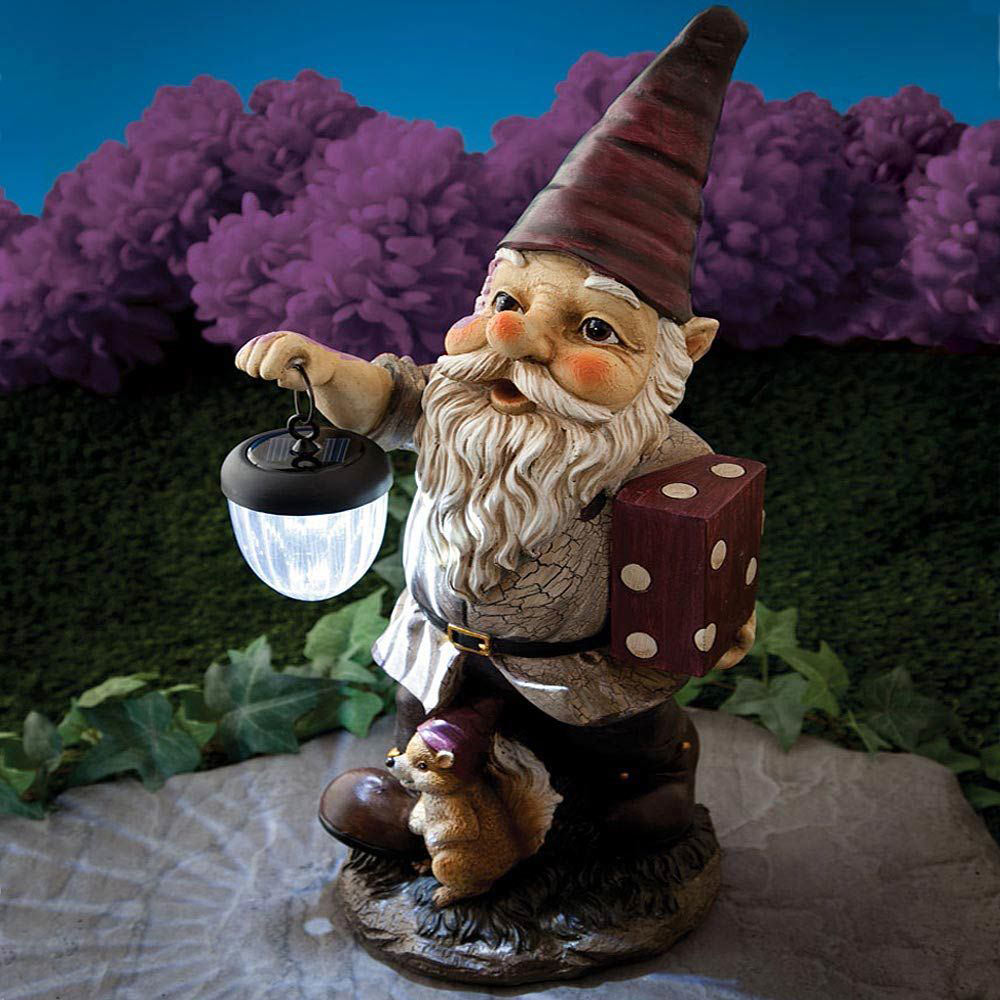 Our Gnome Lights The Way Solar Garden Statue