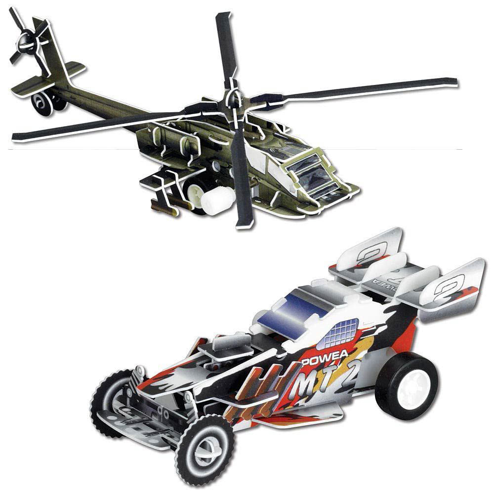 Set of 2: Race Car and Helicopter