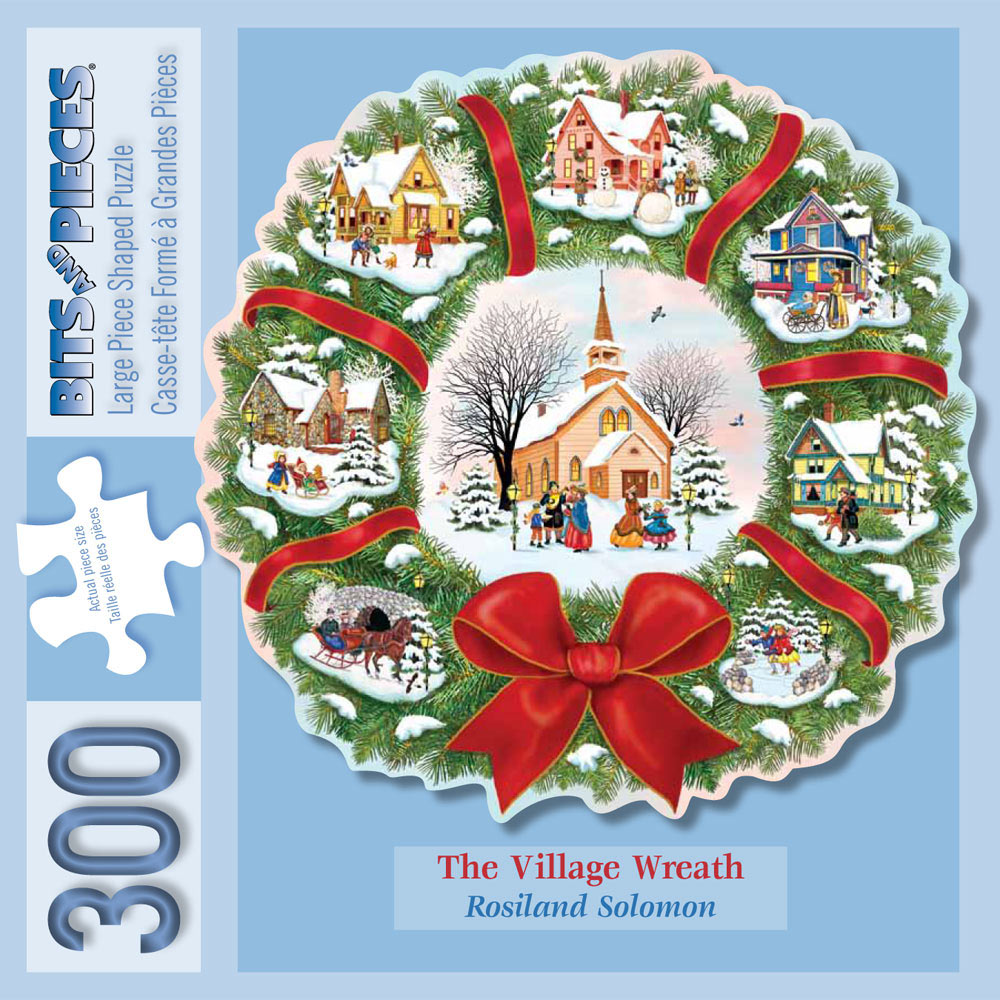 Christmas Village Wreath 300 Large Piece Shaped Jigsaw Puzzle