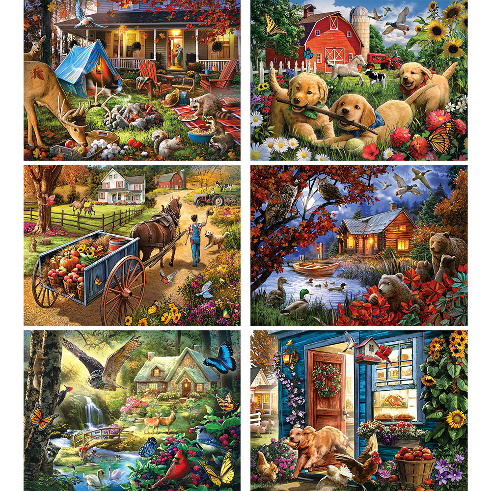 Set of 6: Larry Jones 300 Large Piece Jigsaw Puzzles