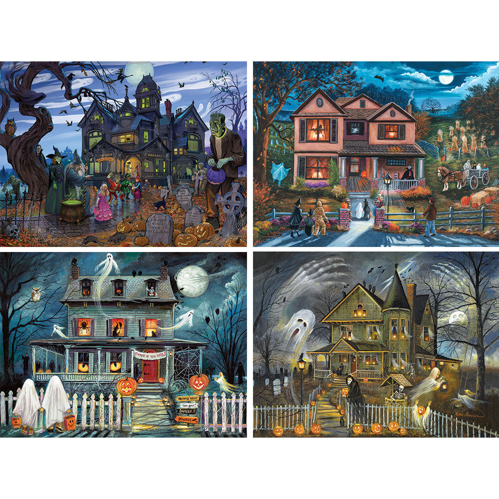 Set of 4: Halloween 300 Large Piece Jigsaw Puzzles