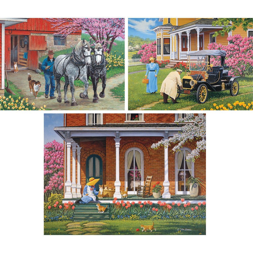 Set of 3: John Sloane 300 Large Piece Jigsaw Puzzles